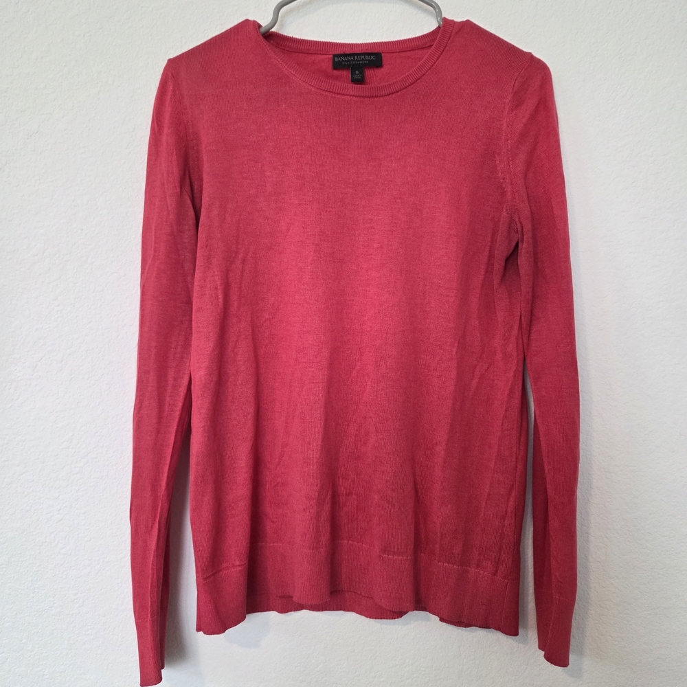 Banana Republic Silk Cashmere Red Crewneck Lightweight Sweater Size S